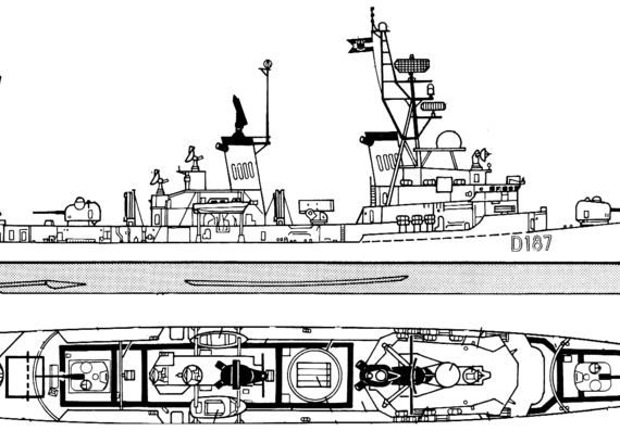 Корабль FGS Rommel D187 [Destroyer] - чертежи, габариты, рисунки